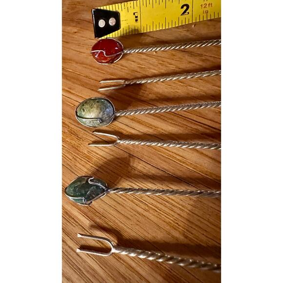 Vintage Barasch Sylmar Appetizer Picks: Semi Precious Stone Cocktail Picks - Picture 2 of 6